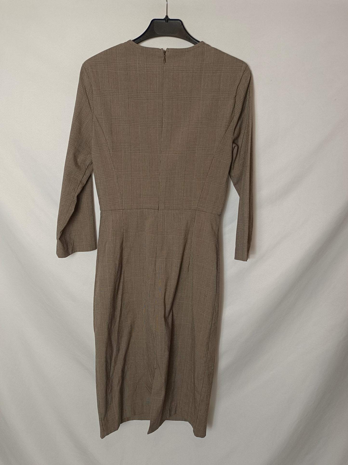 ZARA. Vestido marrón cuadros T.s