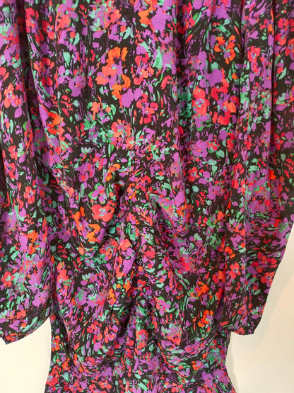 ZARA. Vestido negro flores T.m