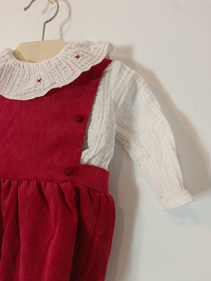 COCO ACQUEA. Conjunto ranita y blusa burdeos T. 6 meses