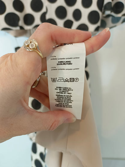 SILBON. Vestido beige lunares T.s