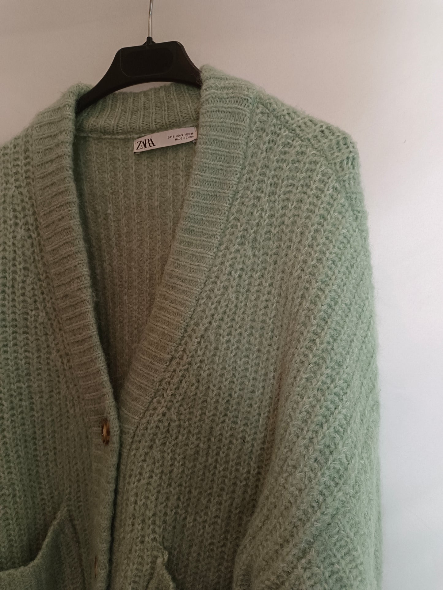 ZARA. Cárdigan verde agua T.s