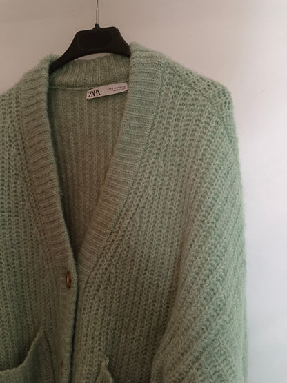 ZARA. Cárdigan verde agua T.s