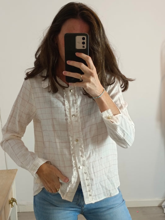 TRIANA BY C. beige checked blouse S.36