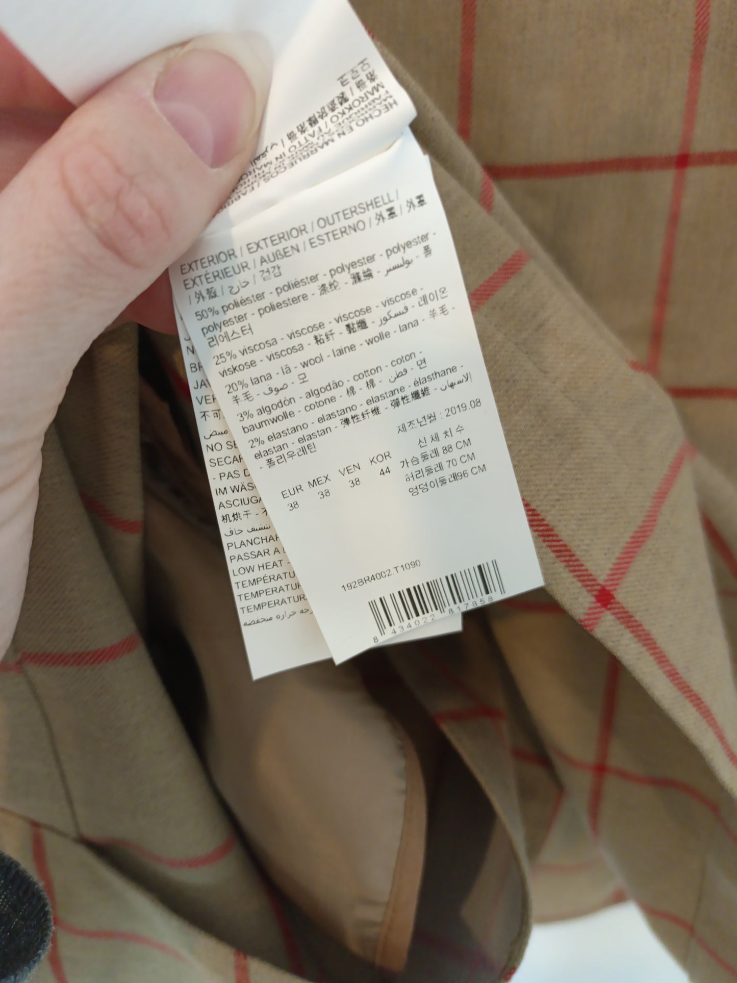 BIMBA Y LOLA. Blazer camel cuadros T.38