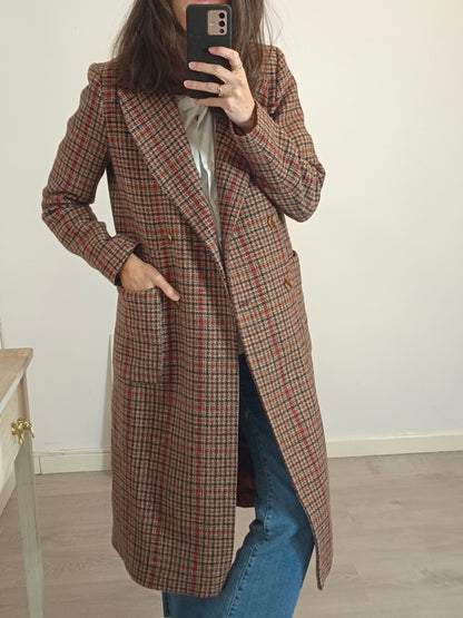 LA PETIT FRANCAISE. Abrigo lana cuadros. T 36