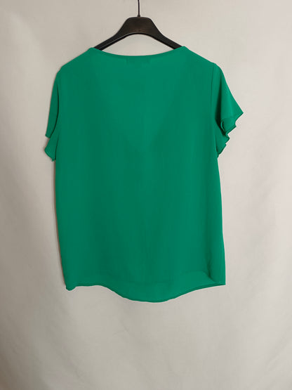 AMICHI. Top verde volante T.s