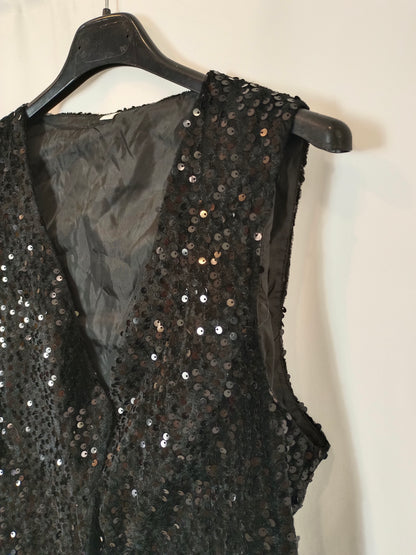 OTRAS. Chaleco negro lentejuelas T.s
