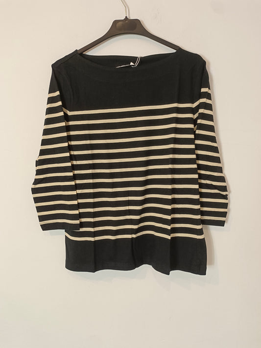 MANGO. Camiseta de rayas negra y blanca T.l