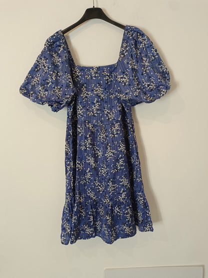 MANGO. Vestido azul flores T.m