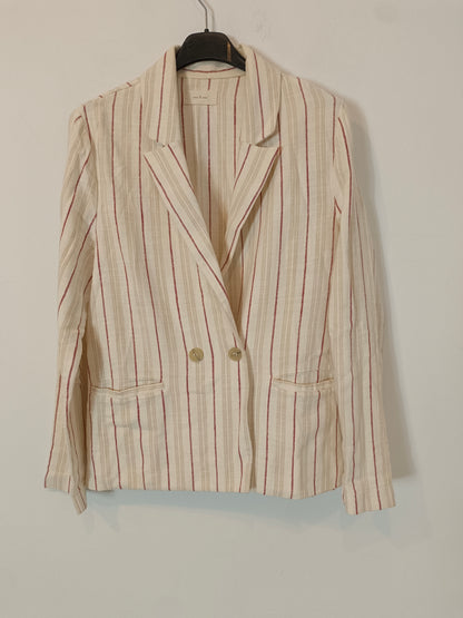 THAT ONE OR THAT ONE. Beige cotton blazer with T-stripes