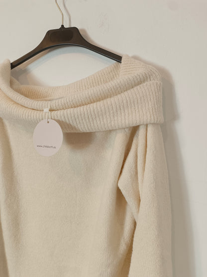 CHRISBOTTI. Jersey beige cuello amplio T.u(m)