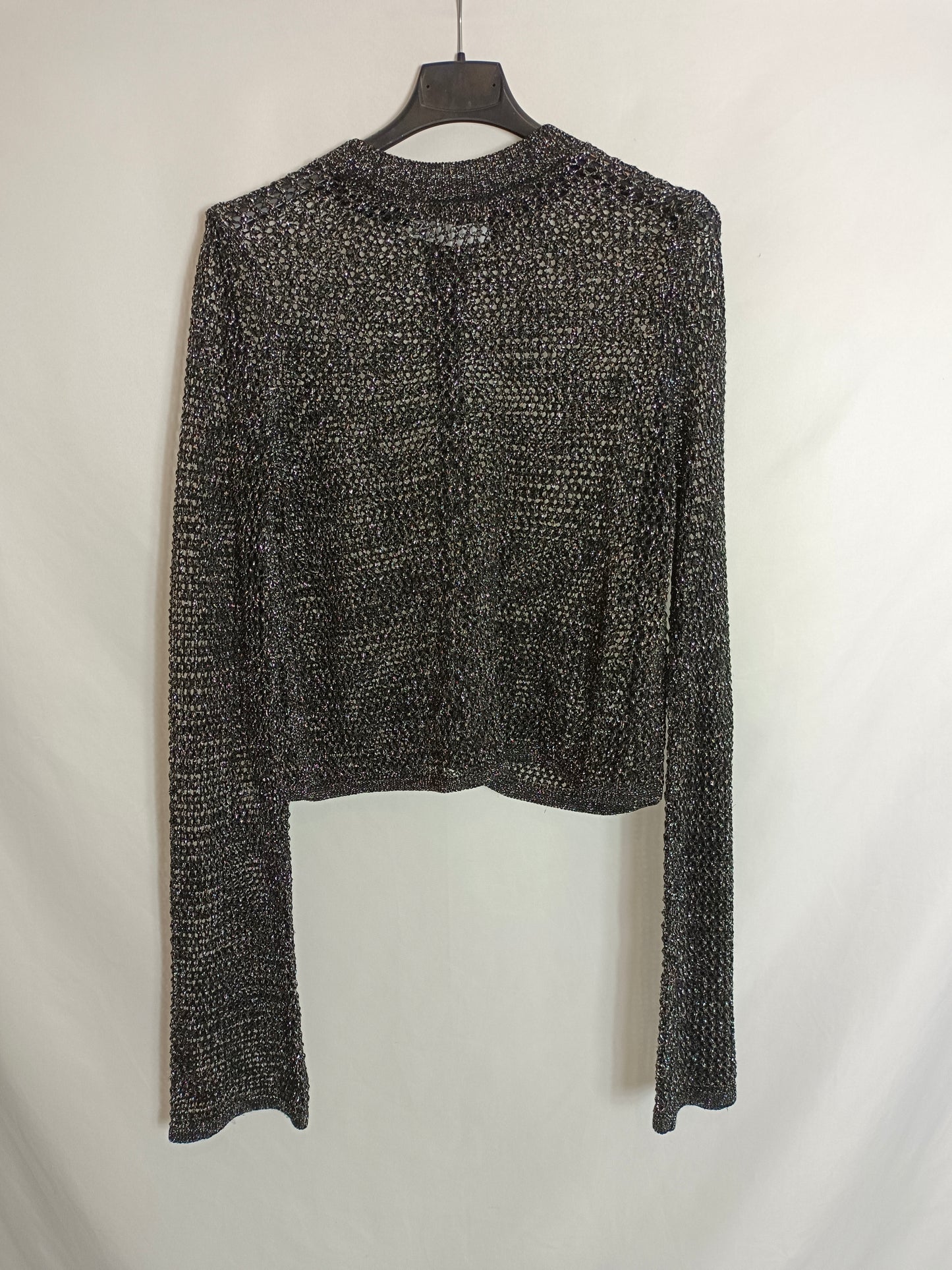 ZARA. Jersey negro punto abierto T.s