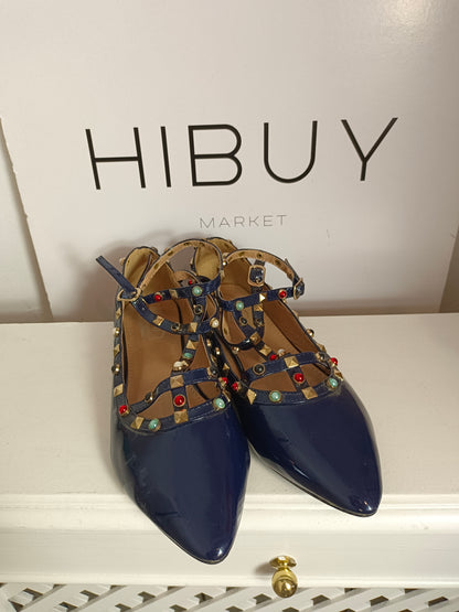 OTRAS. Zapatos azules tachuelas T.38