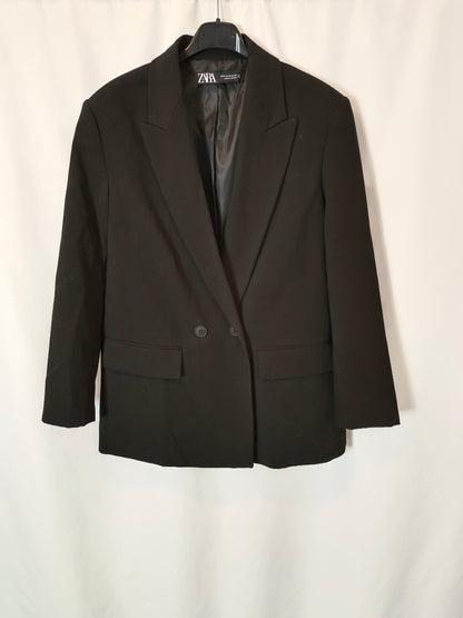 ZARA. T.xs double-breasted black blazer