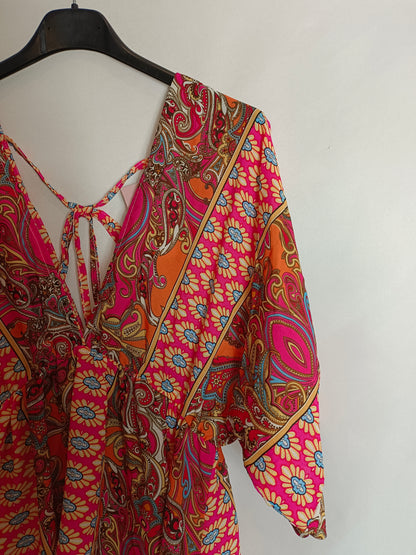 ALLIWANT. Short pink floral dress Your (s/m)