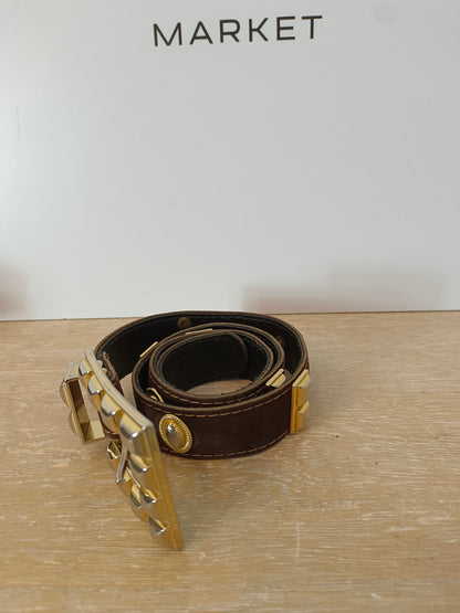OTHERS. Brown belt with gold studs (TARA)