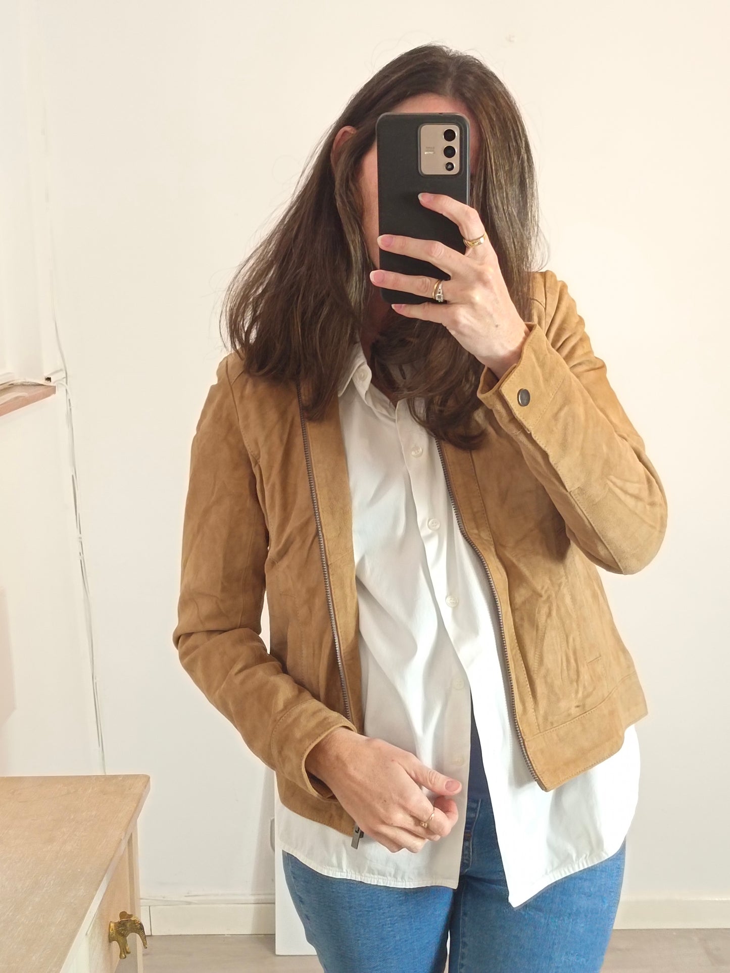 COMPTOIR DES COTONNIERS. Chaqueta piel camel. T S