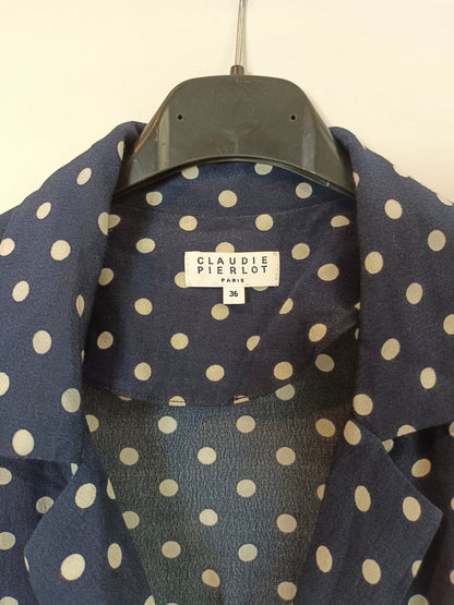 CLAUDIE PIERLOT. Blusa azul lunares T.36