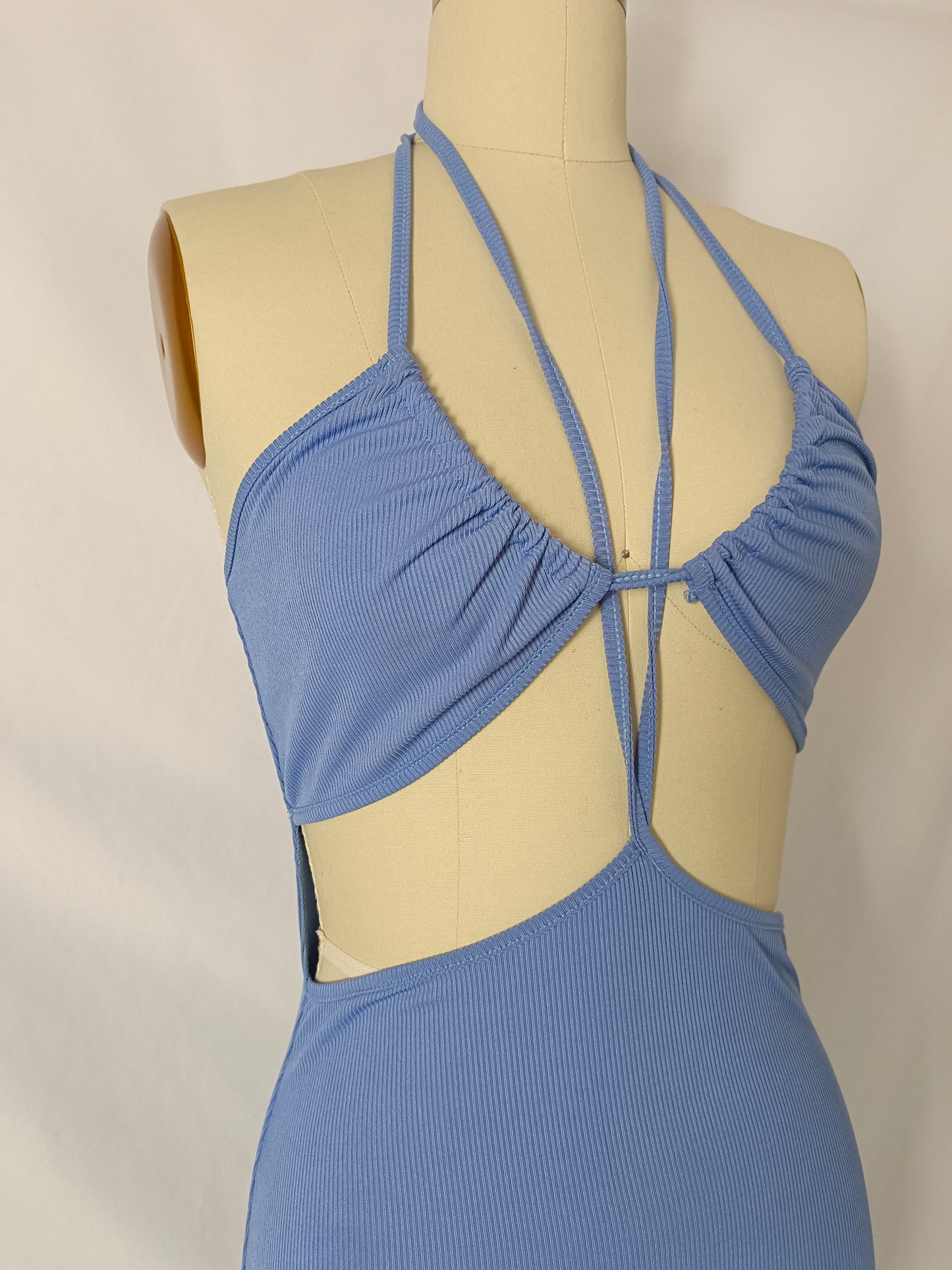 ZAFUL. Blue Ribbed Dress Tu(S)