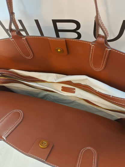 MANGO. Bolso marrón shopper