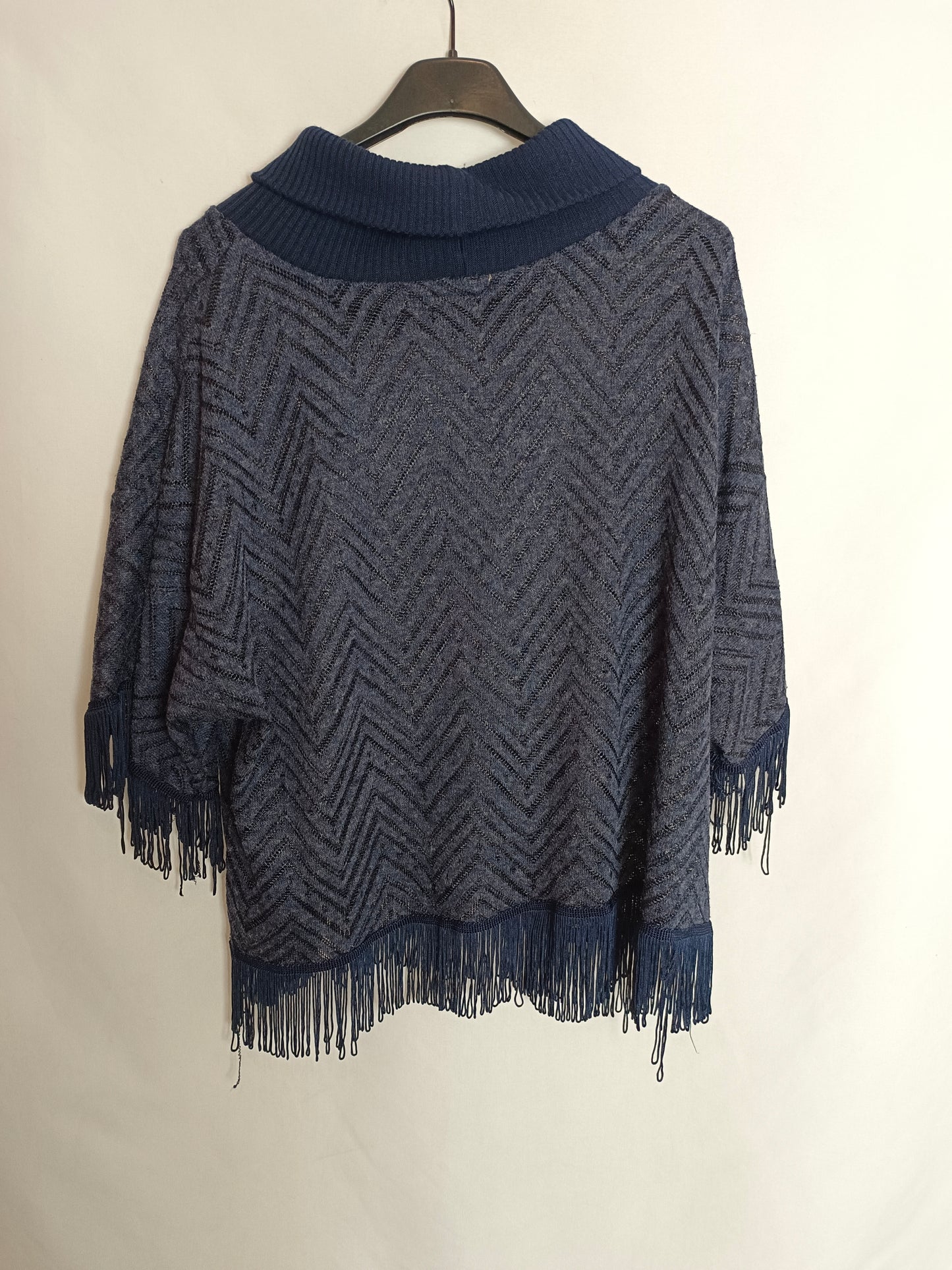 CORTEFIEL. Top punto azul flecos T.s