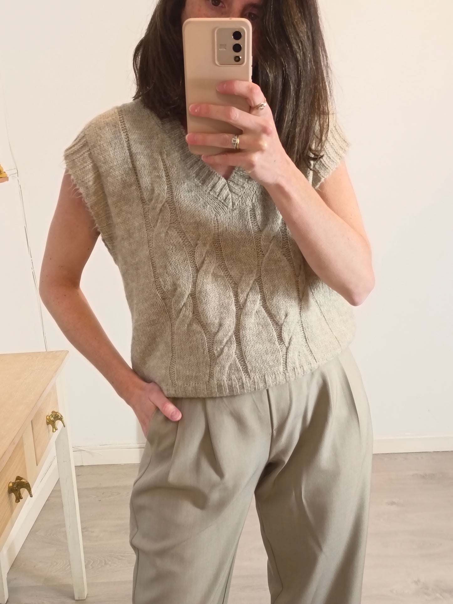 OTRAS. jersey sin mangas beige TU(S)