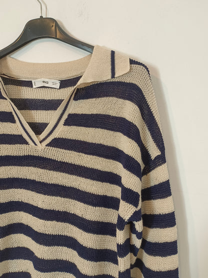 MANGO. Sailor-striped Ts polo top