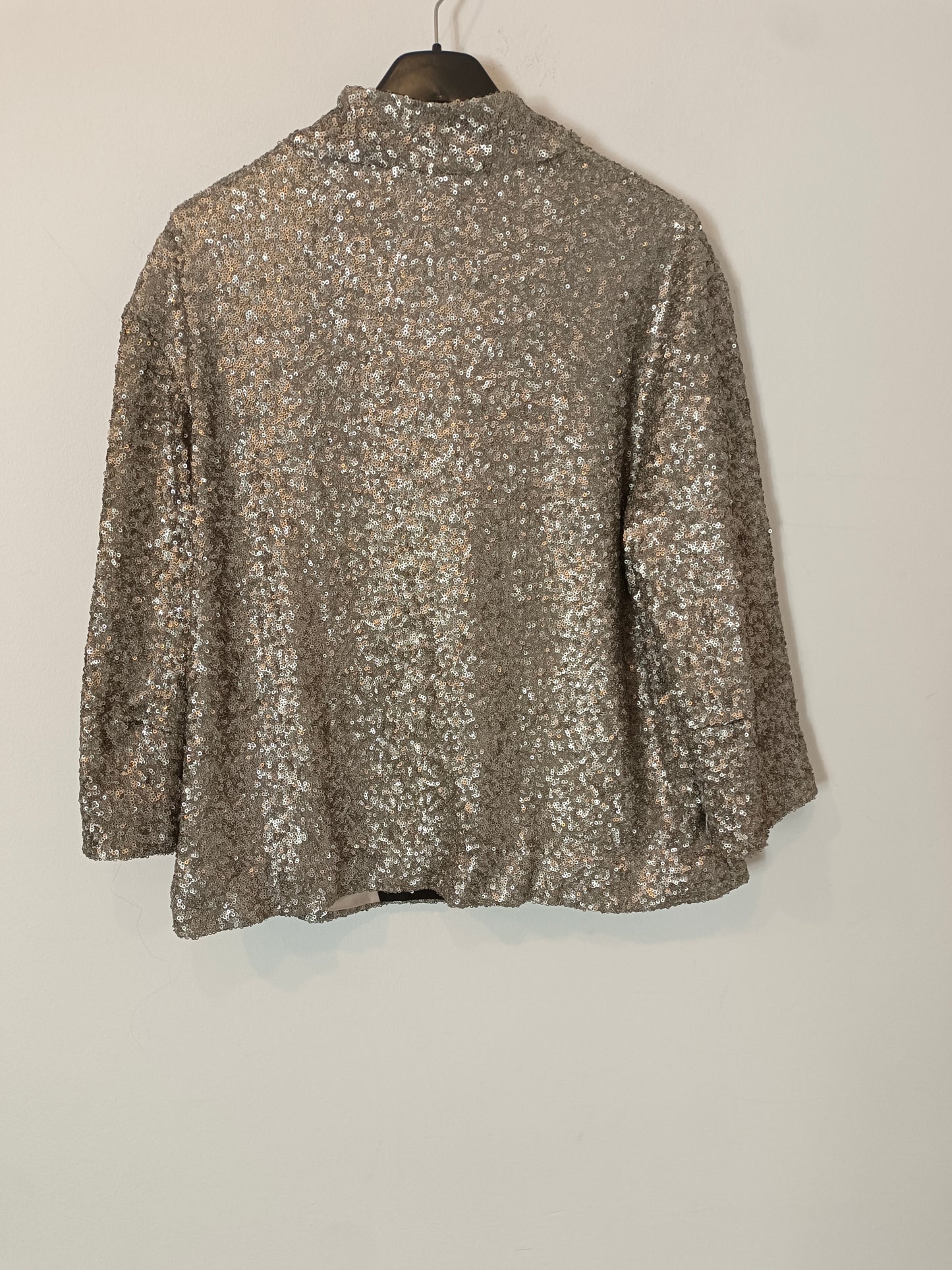 ZARA. Chaqueta lentejuelas plateadas T.m