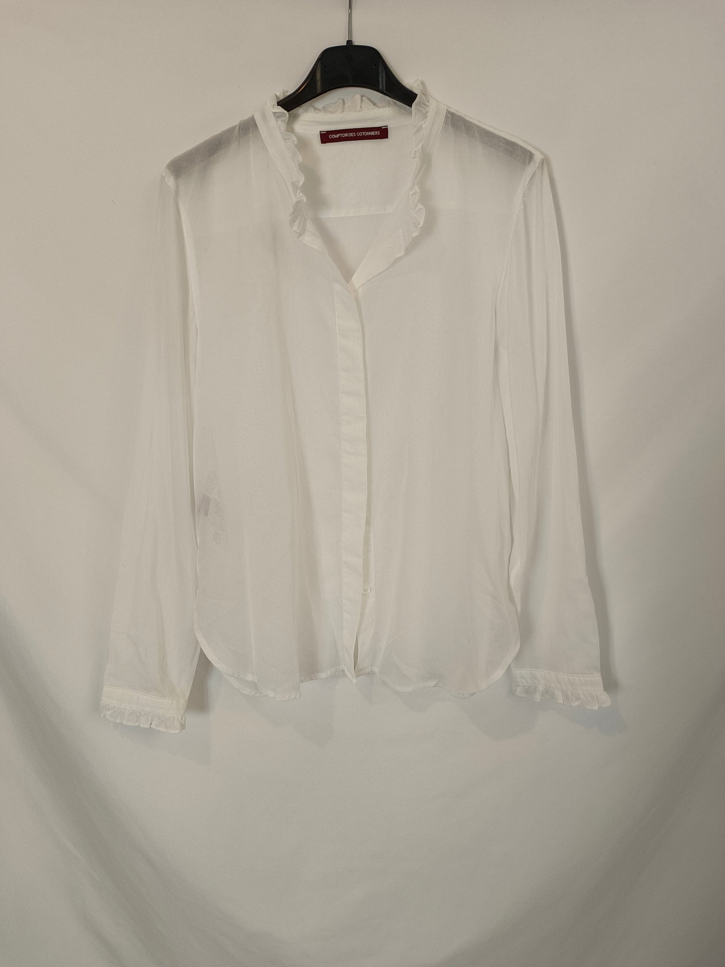 COMPTOIR  DES COTONNIERS. Blusa blanca volante T.m