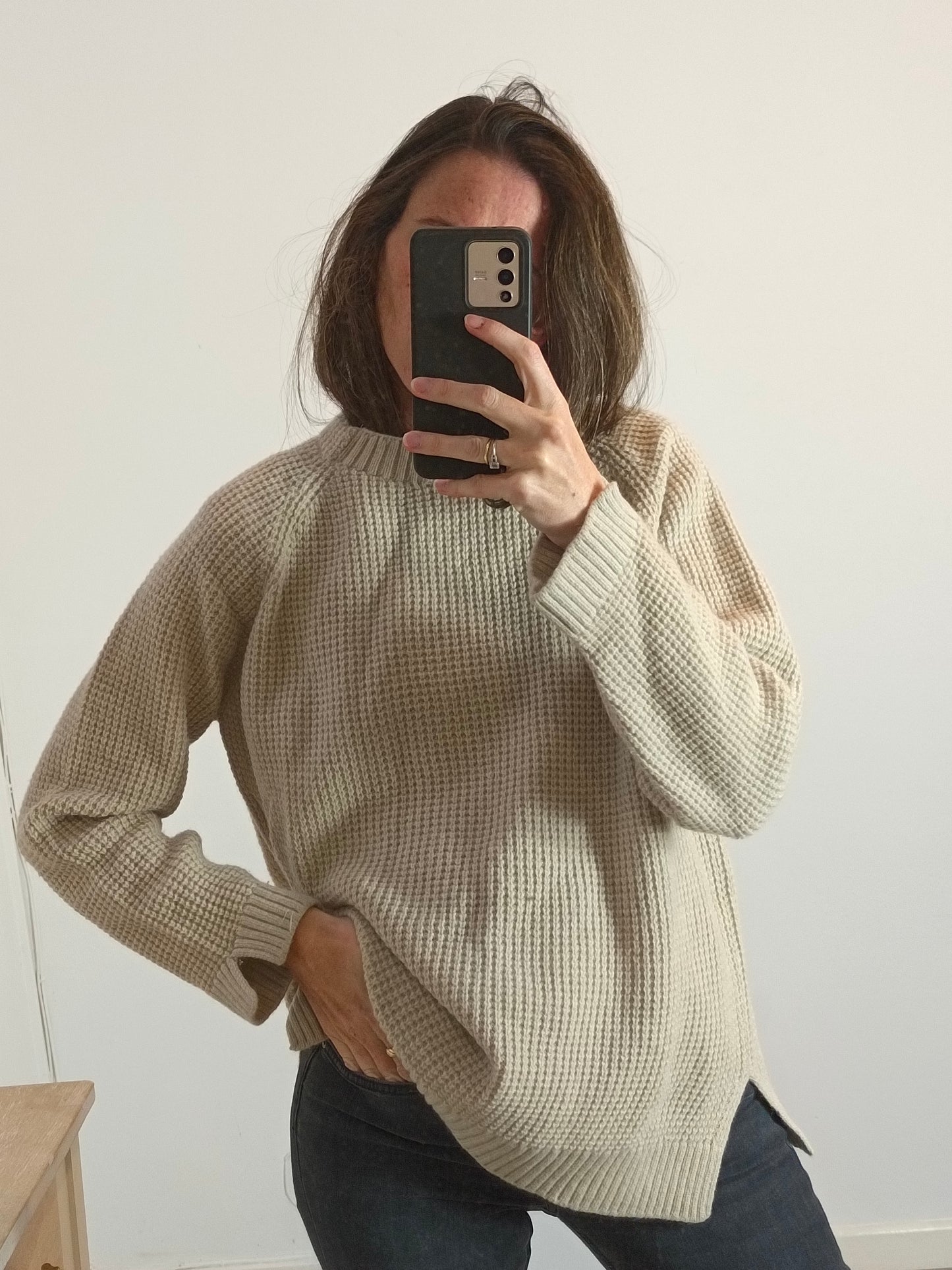 MASSIMO DUTTI. beige Tl texture sweater