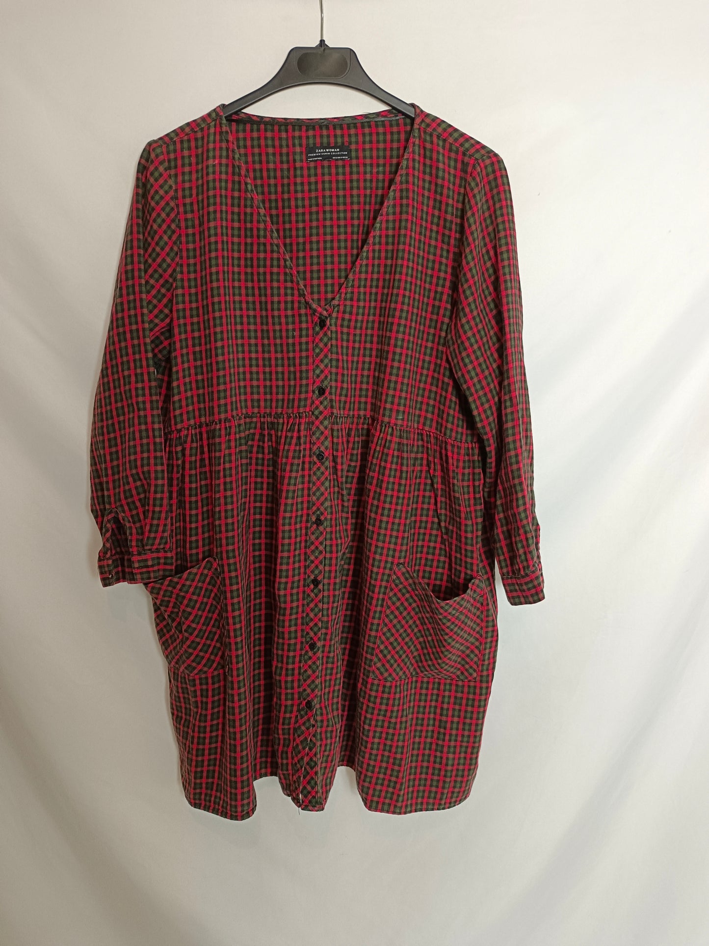 ZARA. vestido corto cuadros T.s