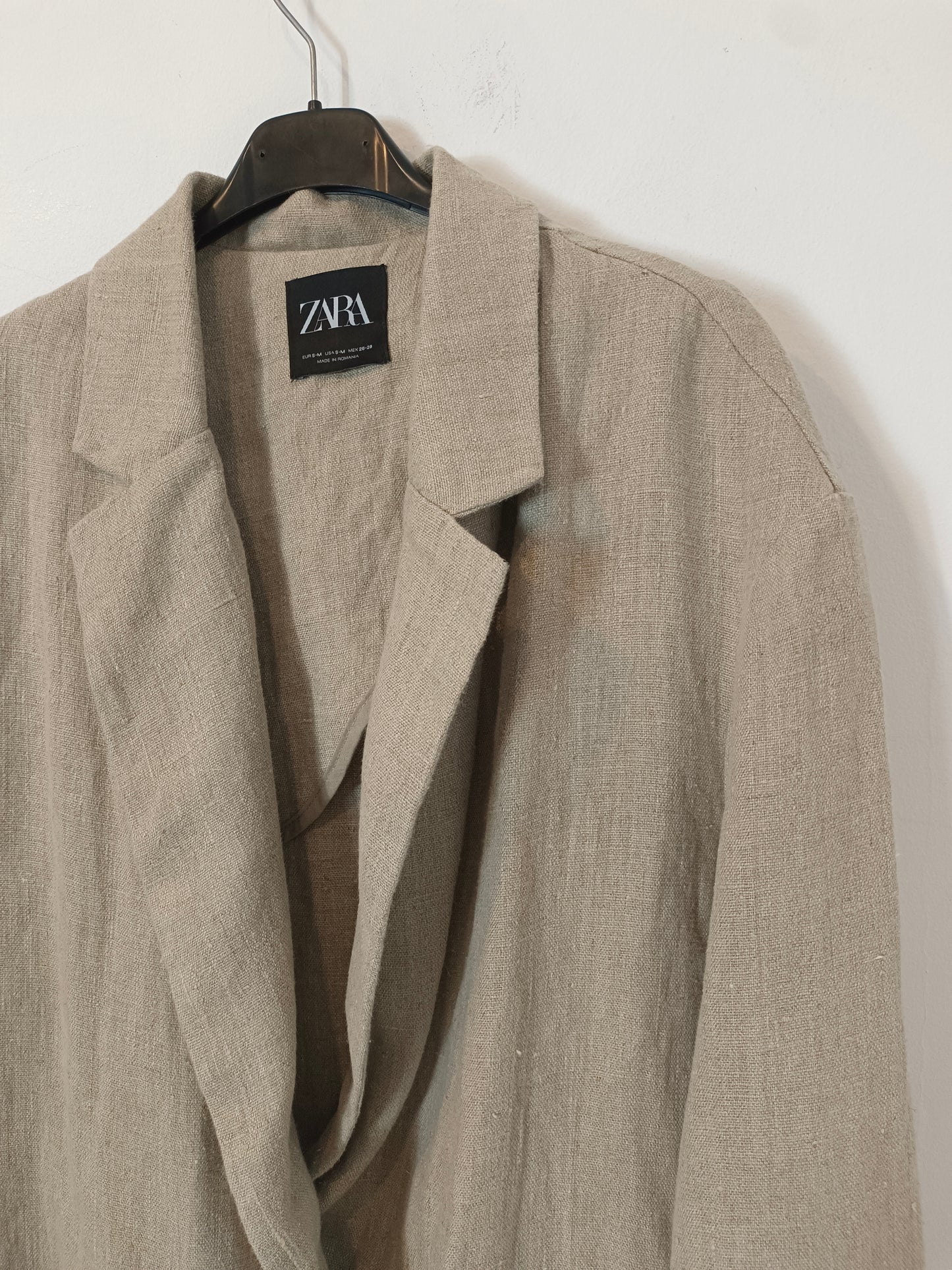 ZARA. Blazer beige lino T.s/m