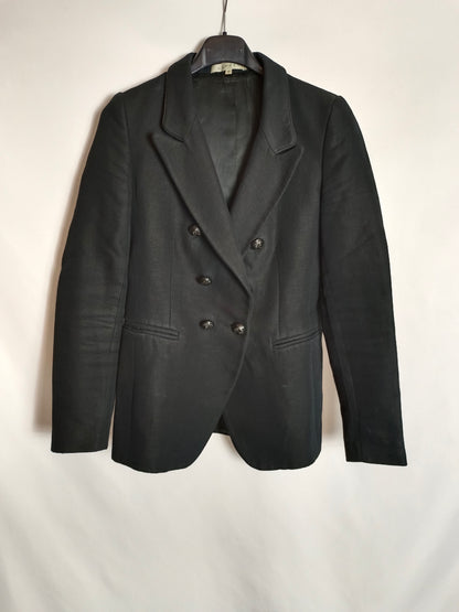 SANDRO. black double-breasted blazer T.36