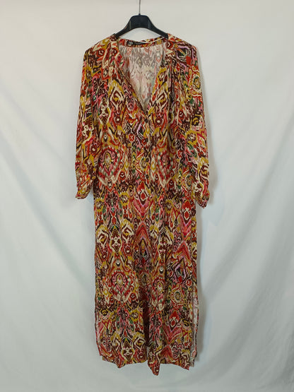 ZARA. Long dress with colorful print T.xs