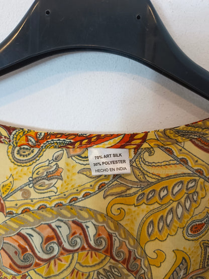 OTHERS. Yellow amoeba silk kimono with silk TU(S)