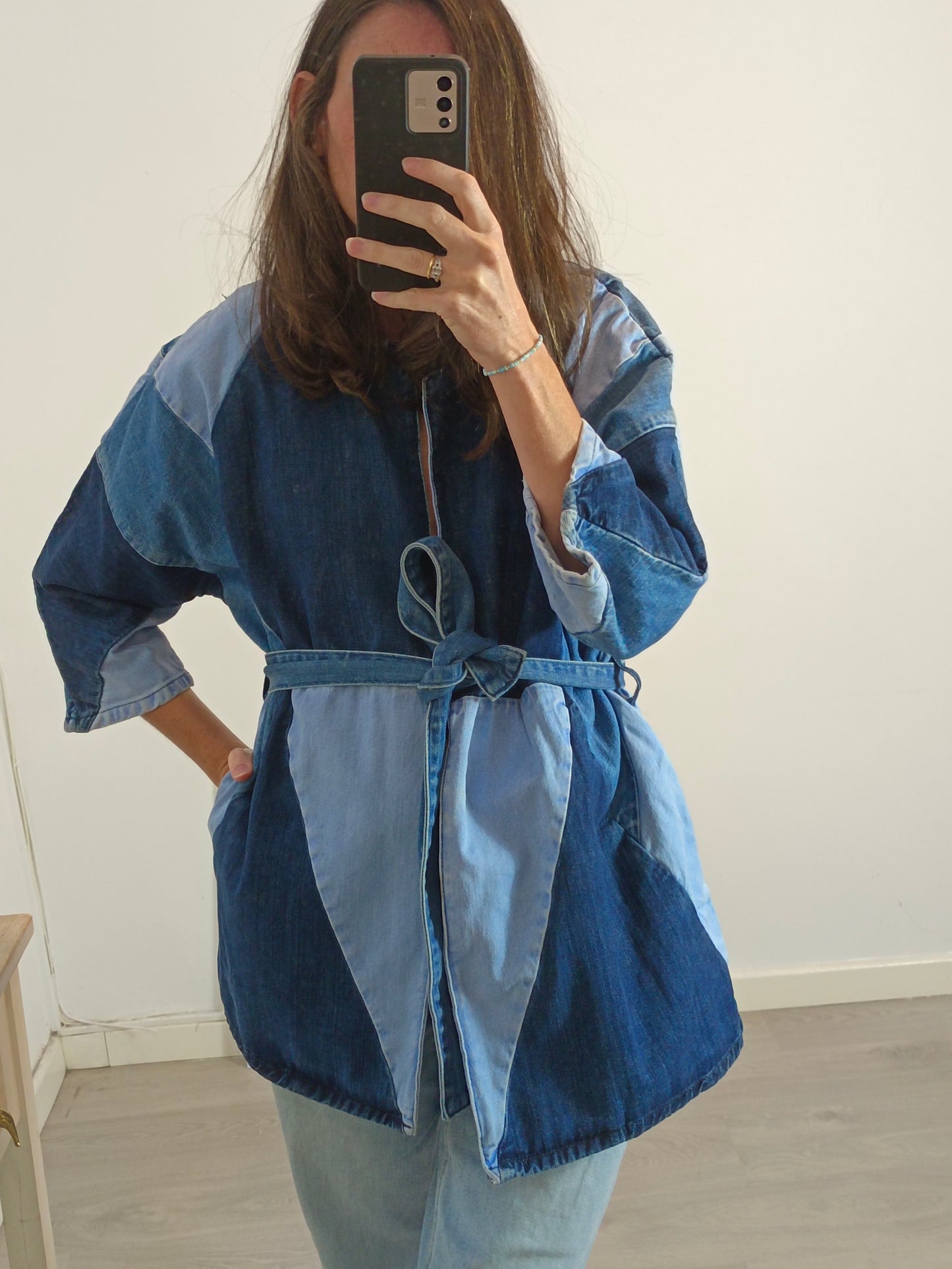 UTERQÜE. Chaqueta denim cinturón T.s