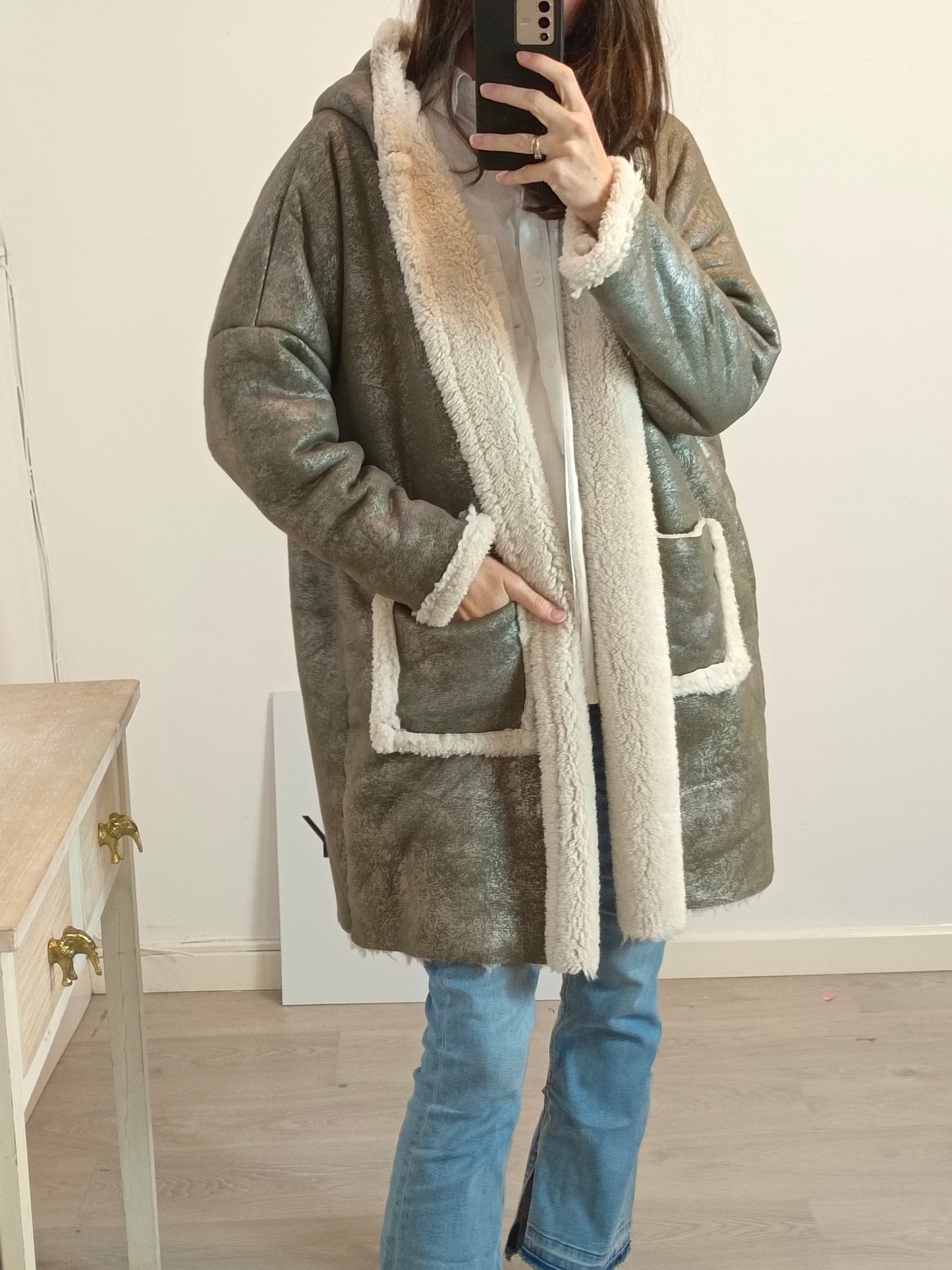 OTHERS. Green sheepskin coat TU(m)