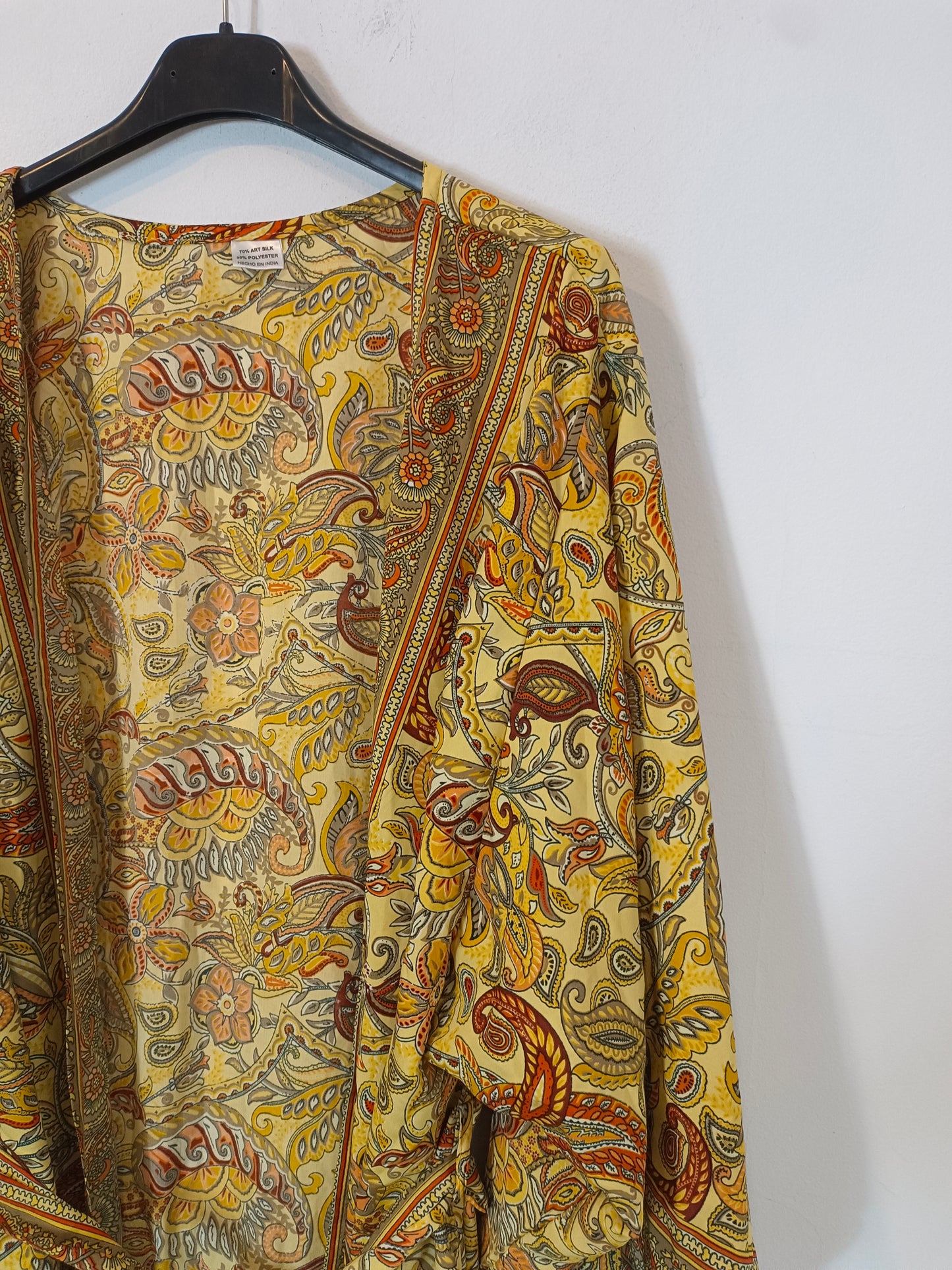 OTHERS. Yellow amoeba silk kimono with silk TU(S)