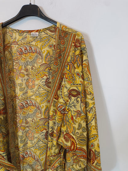 OTHERS. Yellow amoeba silk kimono with silk TU(S)