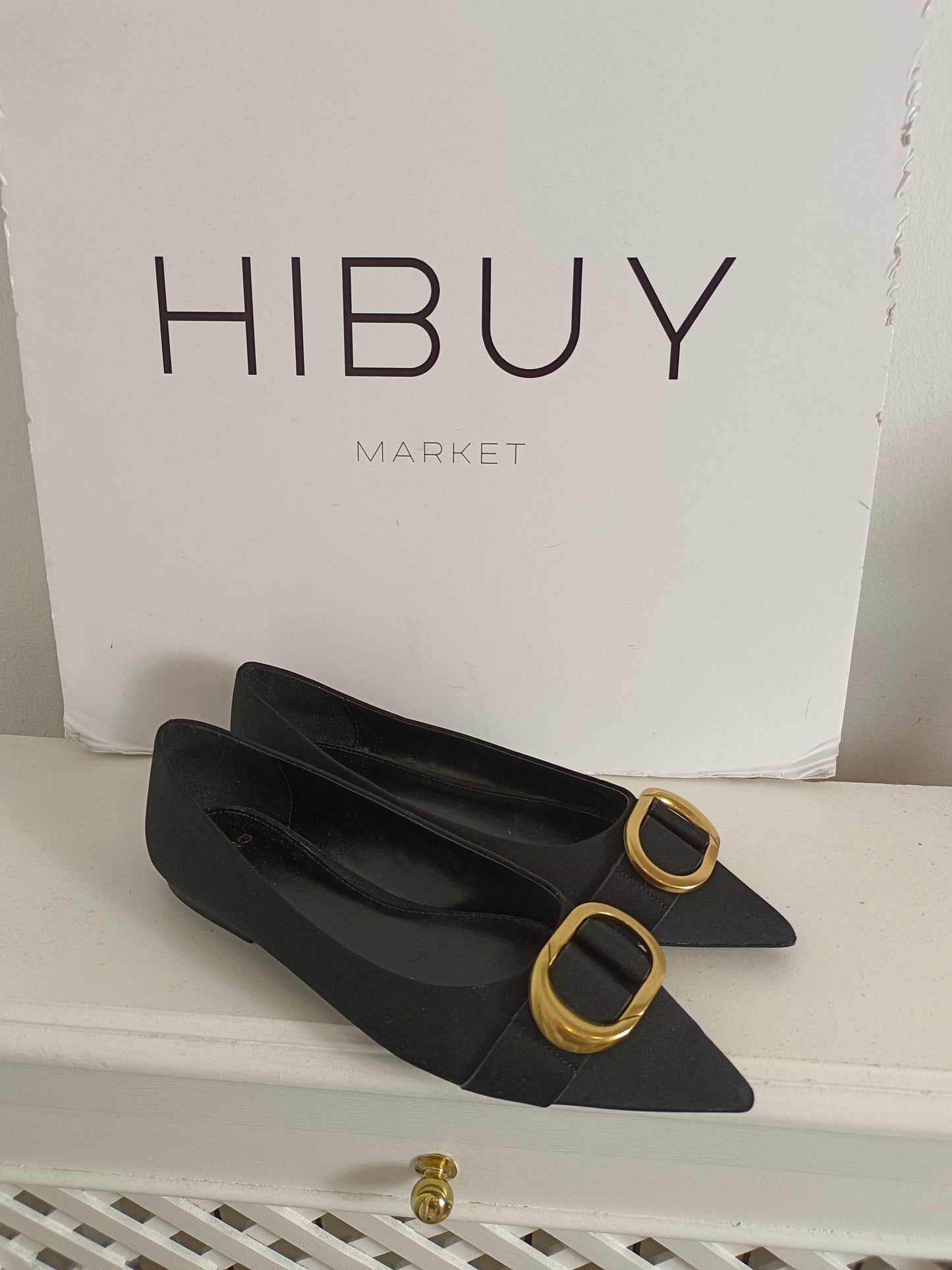 MANGO. Black ballerina shoe with buckle, size 39