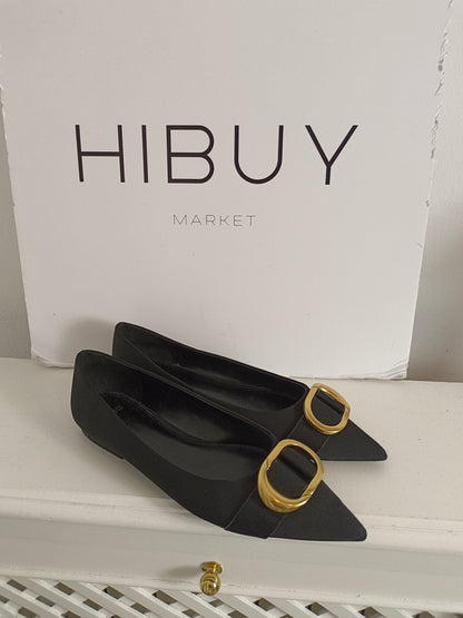 MANGO. Black ballerina shoe with buckle, size 39
