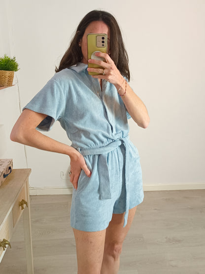 PANTAI PANTAI. Mono azul textura T.s