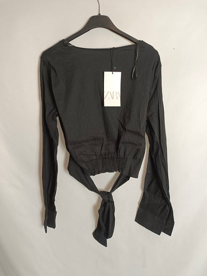 ZARA. Top negro lazada T.m