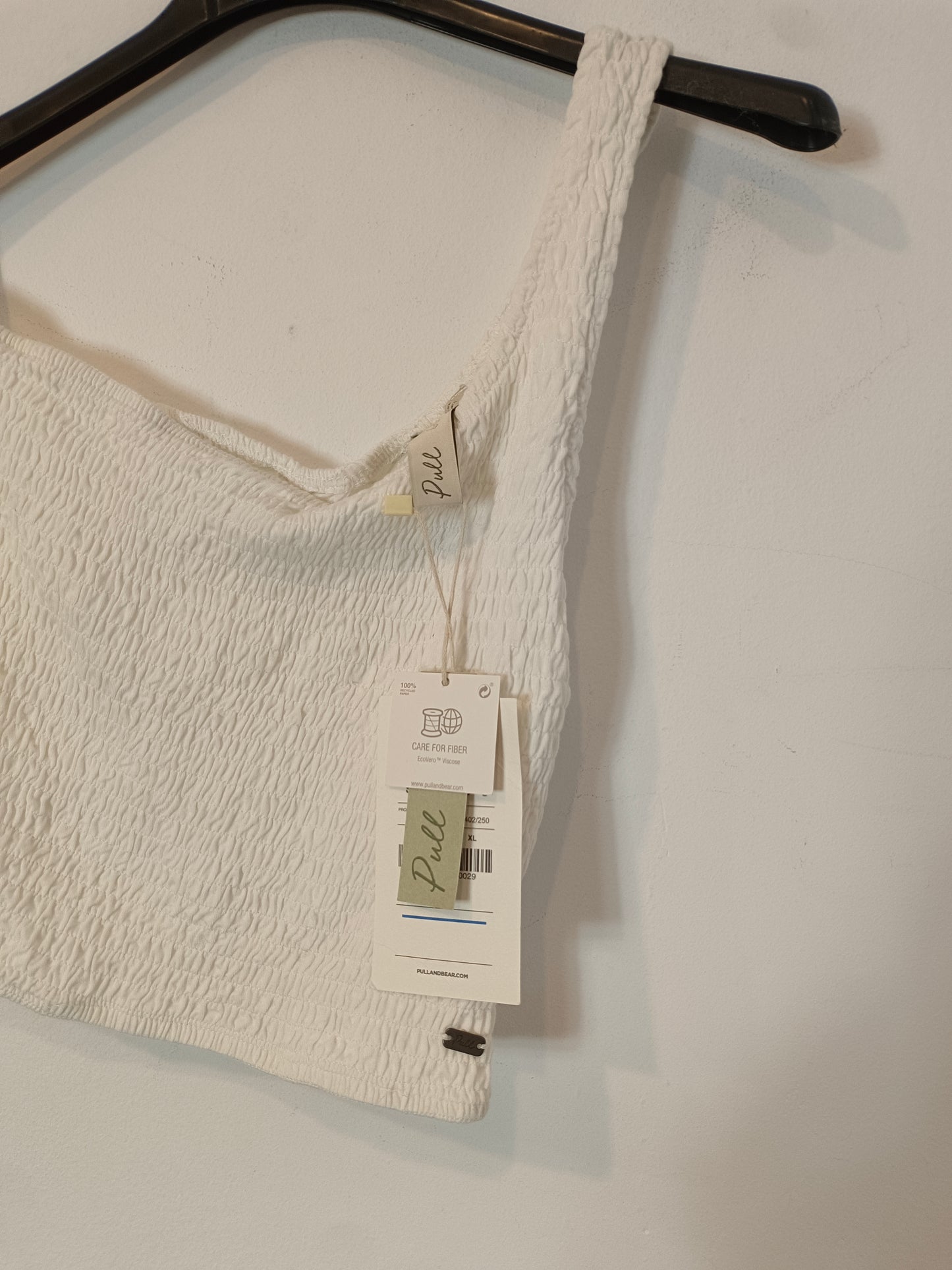 PULL&BEAR. Top nido de abeja blanco  T.s