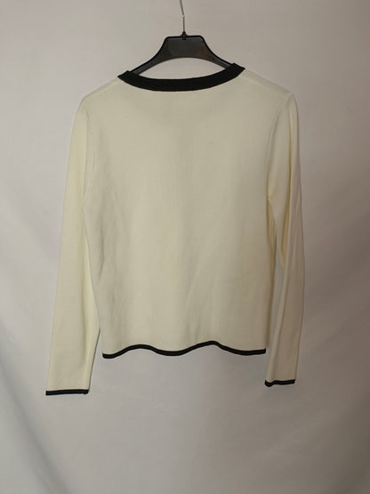 ZARA. Chaqueta blanca bicolor T.s