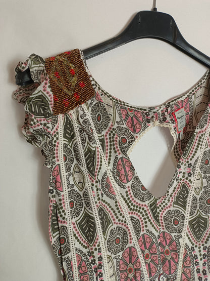 PEPE JEANS. Vestido estampado detalles hombros T.m