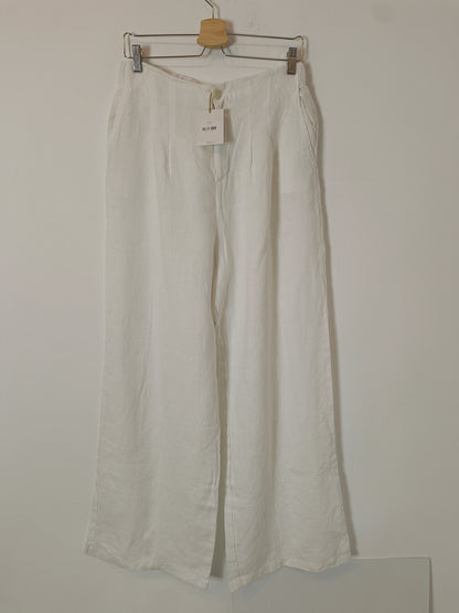 MUS&BOMBON. Pantalón blanco lino  T.l