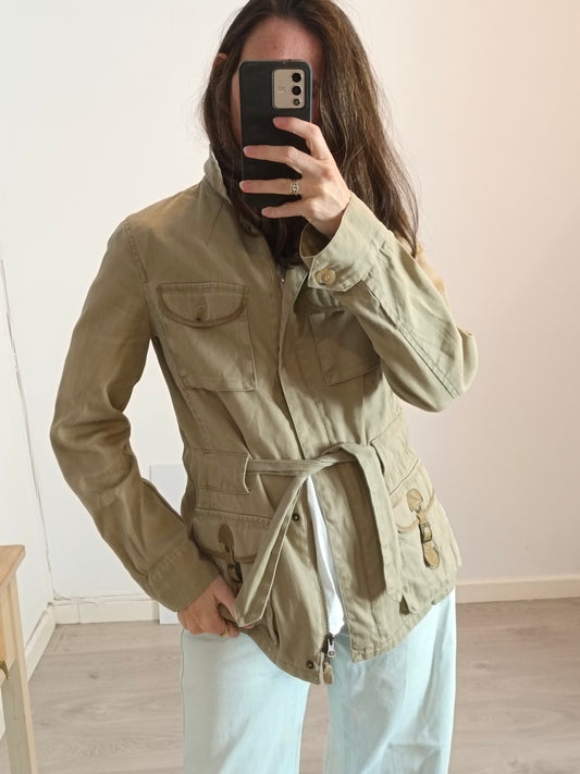 MASSIMO DUTTI. Parka beige bolsillo T.38