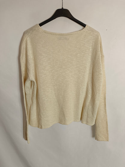 MANGO. Jersey beige fino T.s