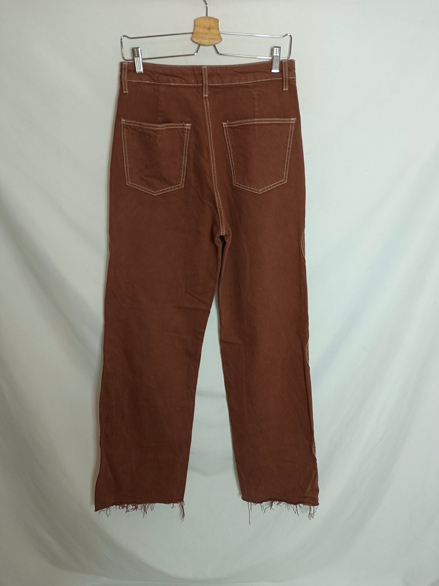 ZARA. Brown straight-leg trousers, size 38